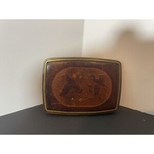 Vintage Lee LeBlanc Signed Leather And Brass Duck Hunting Belt Buckle Rare